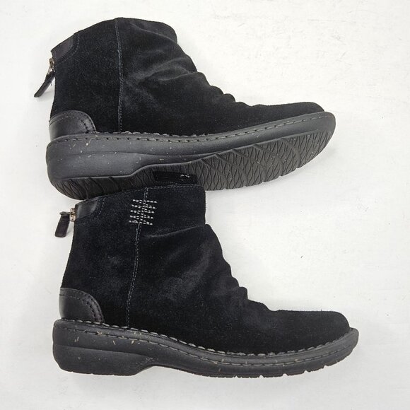 Clarks Comoft Ankle Booties Suede Black Slouchy Casual Short Moto Boots Size 6 - Picture 5 of 11